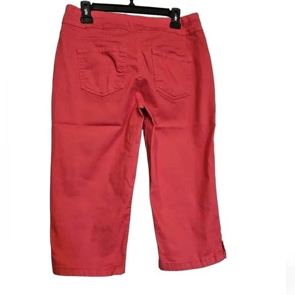 Blair Coral Pink Pull On Denim Capri Pants Size 12P - Picture 2 of 6